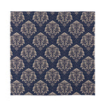 Blue And Brown Damask Pattern Print Silk Bandana