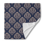 Blue And Brown Damask Pattern Print Silk Bandana