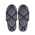 Blue And Brown Damask Pattern Print Slippers