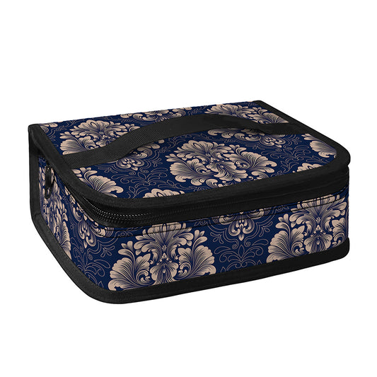 Blue And Brown Damask Pattern Print Small Lunch Bag
