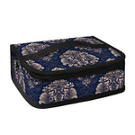 Blue And Brown Damask Pattern Print Small Lunch Bag