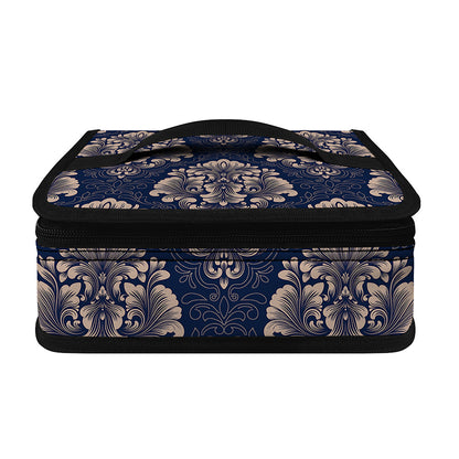 Blue And Brown Damask Pattern Print Small Lunch Bag