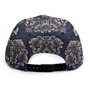 Blue And Brown Damask Pattern Print Snapback Cap