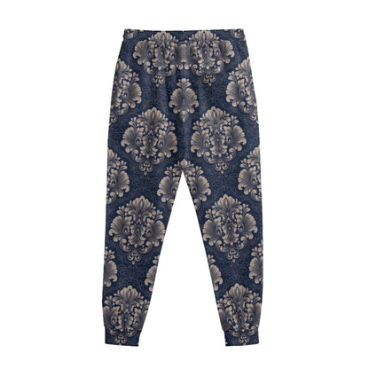 Blue And Brown Damask Pattern Print Sweatpants