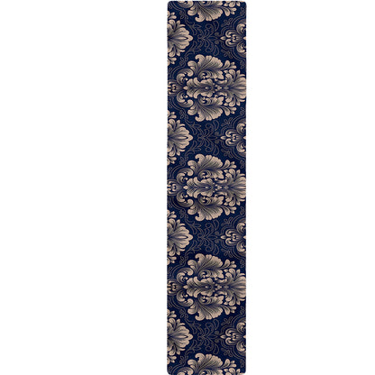 Blue And Brown Damask Pattern Print Table Runner