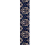 Blue And Brown Damask Pattern Print Table Runner