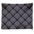 Blue And Brown Damask Pattern Print Tapestry