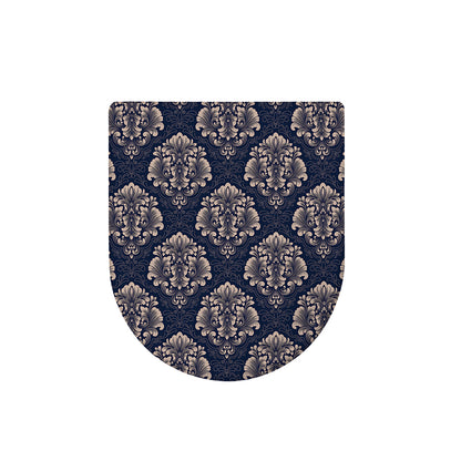Blue And Brown Damask Pattern Print Toilet Lid Cover