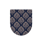 Blue And Brown Damask Pattern Print Toilet Lid Cover