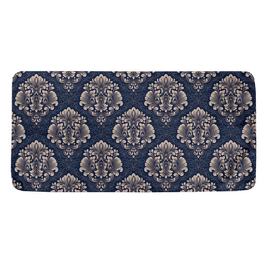 Blue And Brown Damask Pattern Print Towel