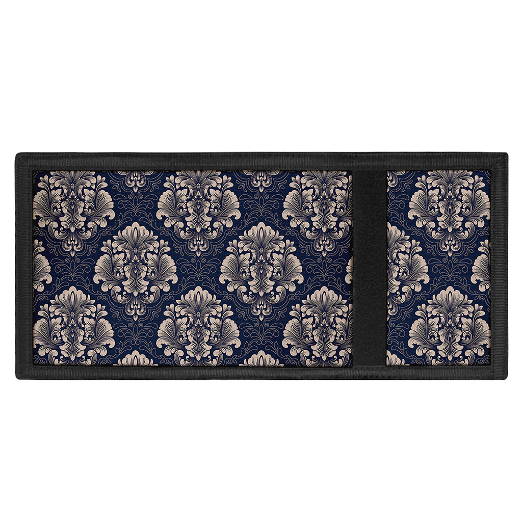 Blue And Brown Damask Pattern Print Trifold Wallet