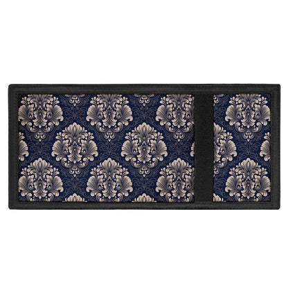 Blue And Brown Damask Pattern Print Trifold Wallet