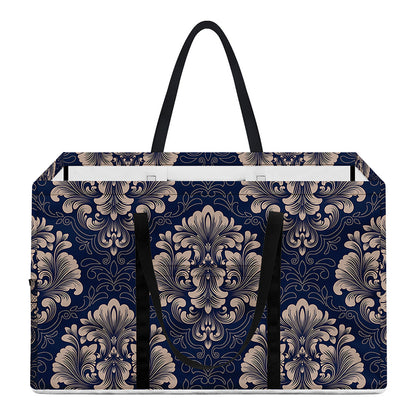 Blue And Brown Damask Pattern Print Utility Tote Bag