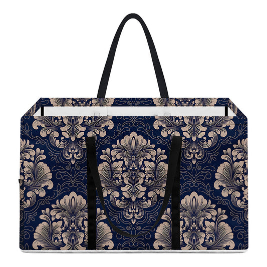 Blue And Brown Damask Pattern Print Utility Tote Bag