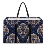 Blue And Brown Damask Pattern Print Utility Tote Bag