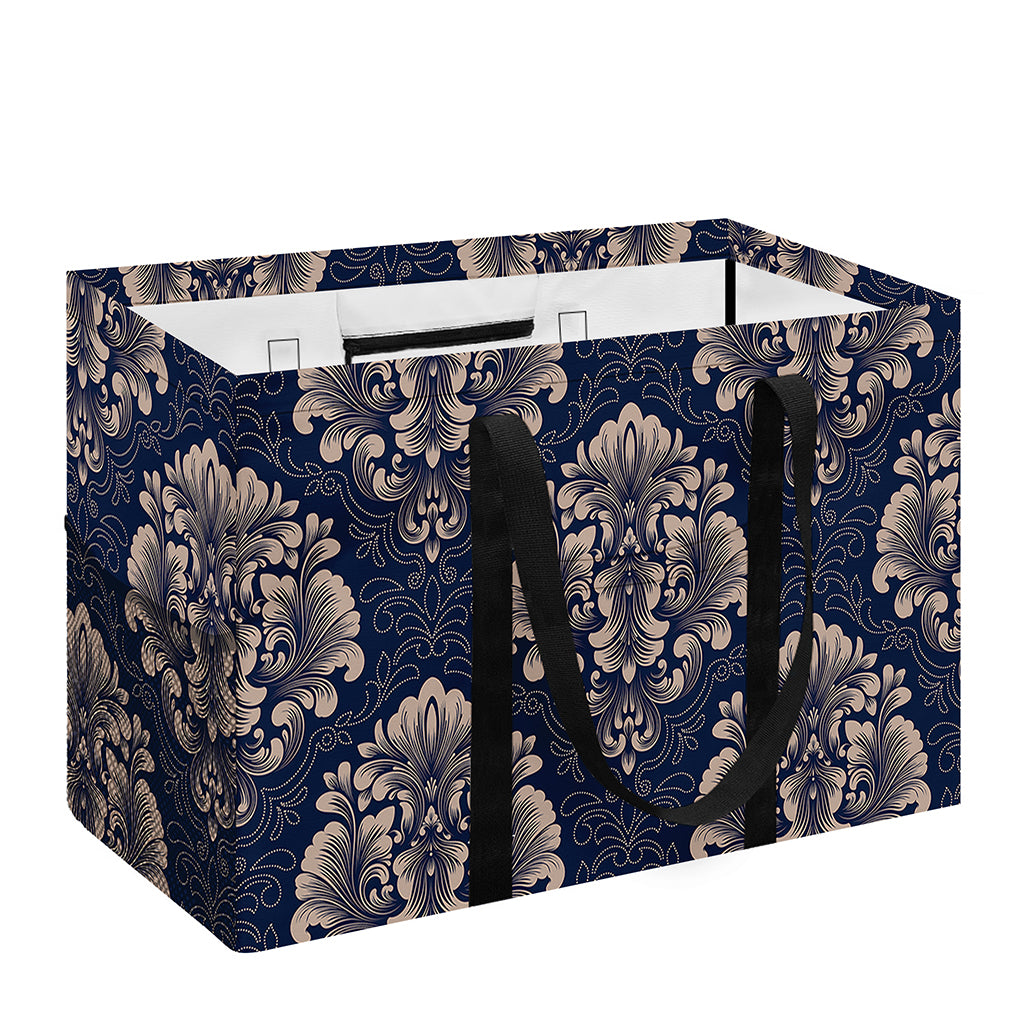 Blue And Brown Damask Pattern Print Utility Tote Bag