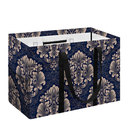 Blue And Brown Damask Pattern Print Utility Tote Bag