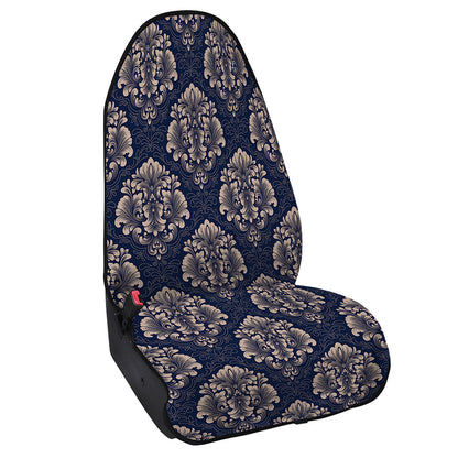 Blue And Brown Damask Pattern Print Waterproof Car Seat Cover