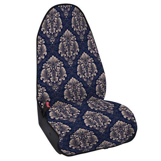 Blue And Brown Damask Pattern Print Waterproof Car Seat Cover