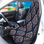 Blue And Brown Damask Pattern Print Waterproof Car Seat Cover