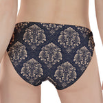 Blue And Brown Damask Pattern Print Women's Panties