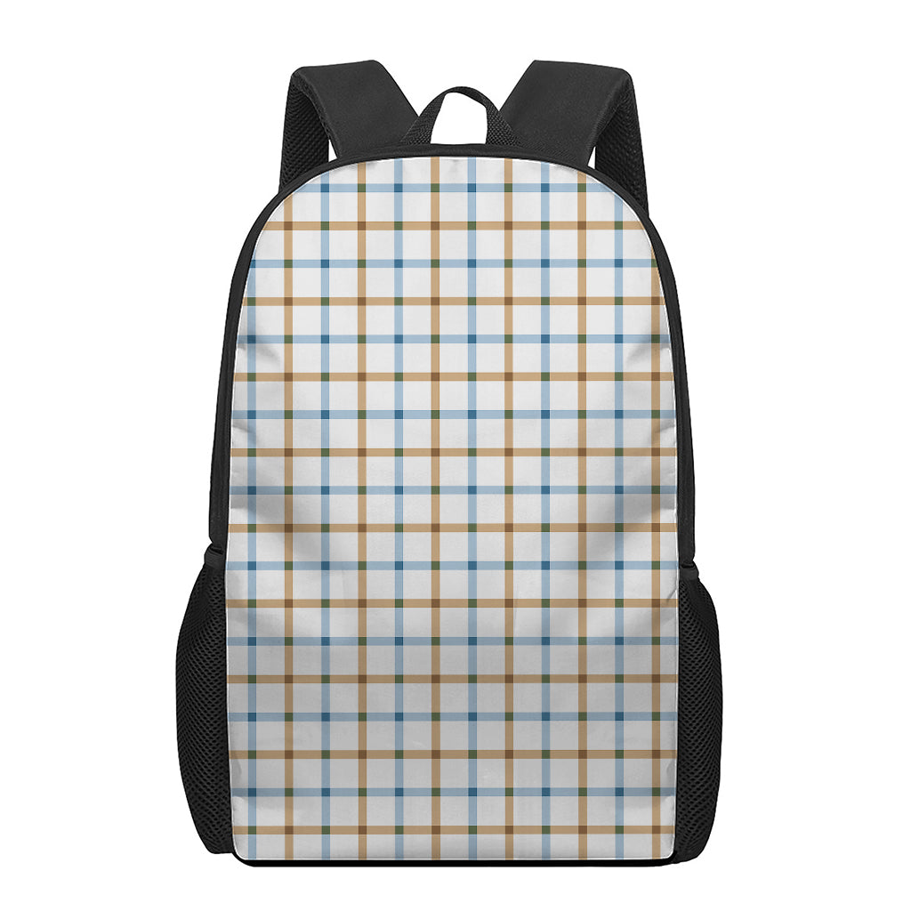 Blue And Brown Tattersall Pattern Print 17 Inch Backpack
