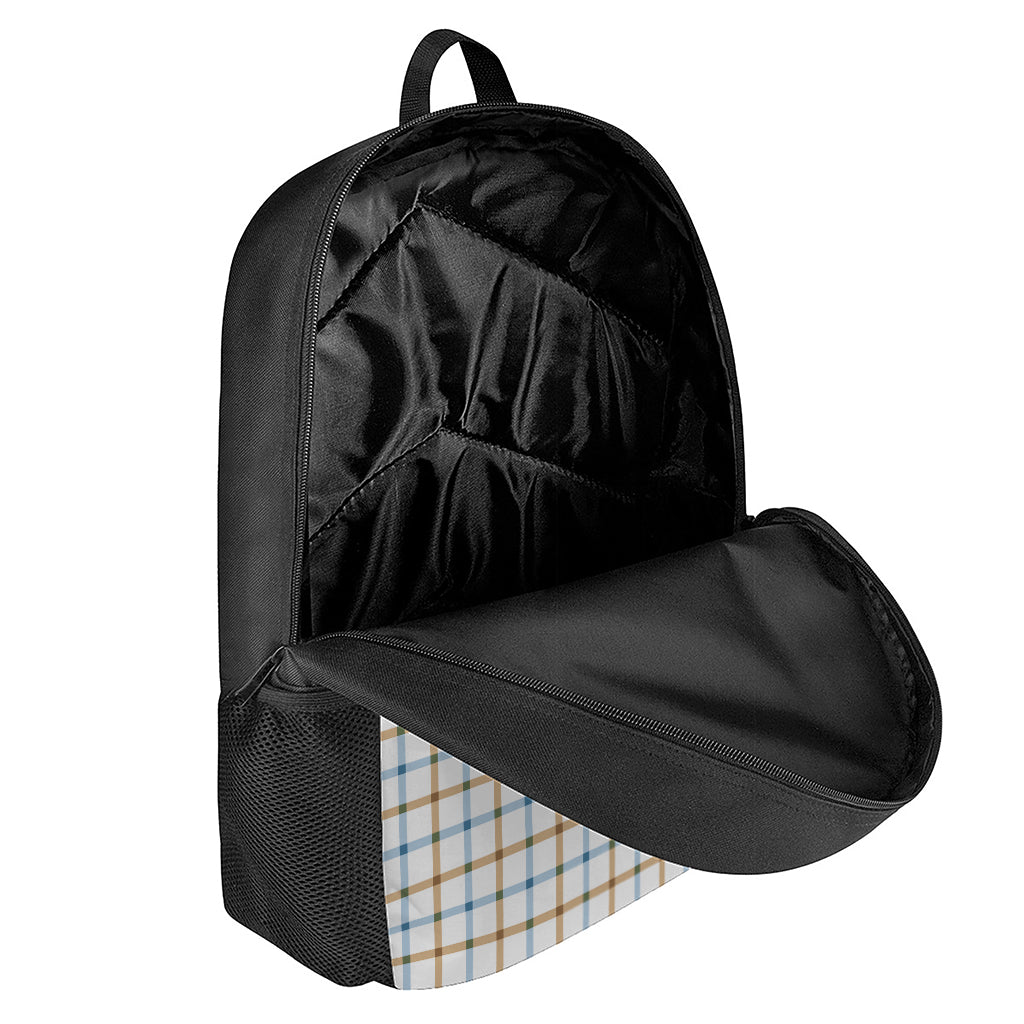 Blue And Brown Tattersall Pattern Print 17 Inch Backpack