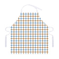 Blue And Brown Tattersall Pattern Print Adjustable Apron