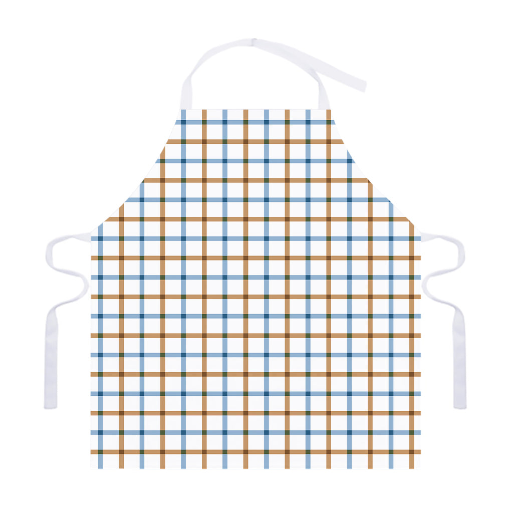 Blue And Brown Tattersall Pattern Print Adjustable Apron