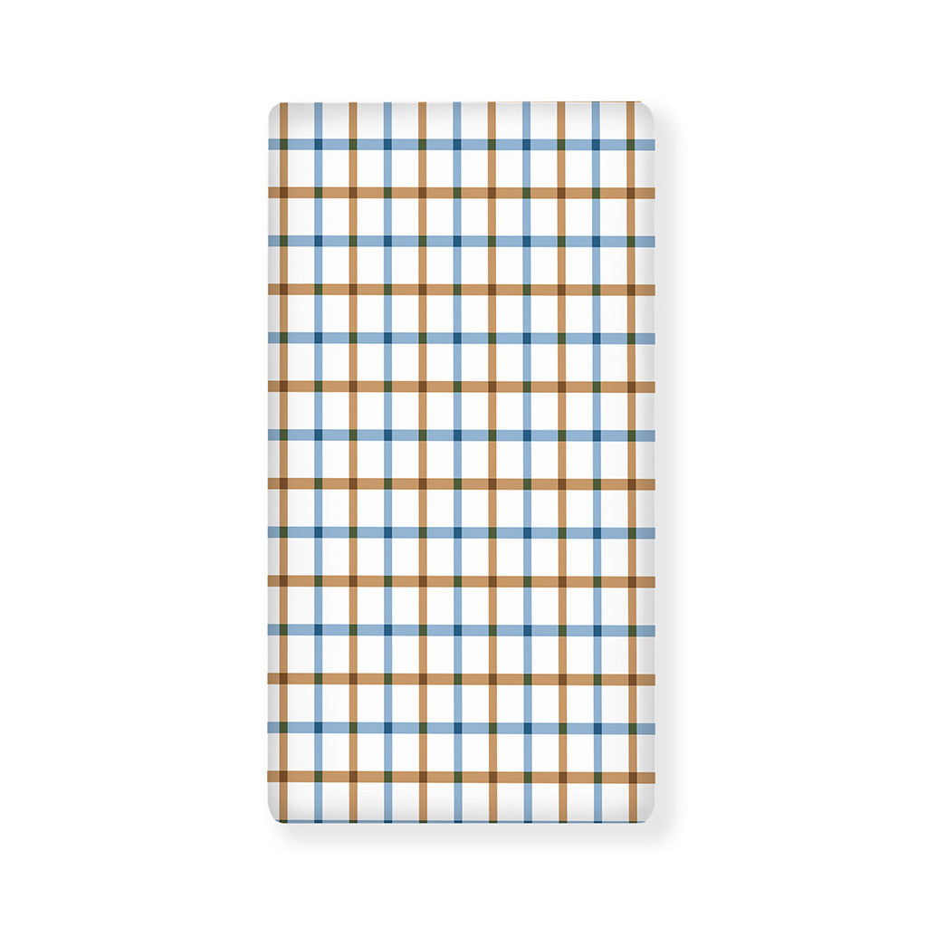 Blue And Brown Tattersall Pattern Print Baby Crib Sheet