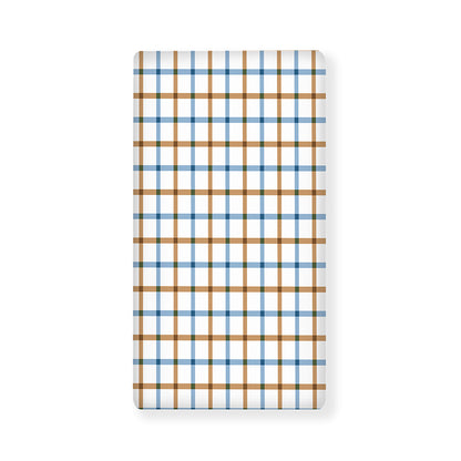 Blue And Brown Tattersall Pattern Print Baby Crib Sheet