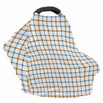 Blue And Brown Tattersall Pattern Print Baby Seat Cover