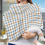 Blue And Brown Tattersall Pattern Print Baby Seat Cover