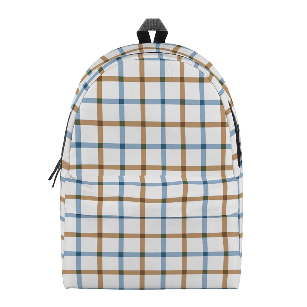 Blue And Brown Tattersall Pattern Print Backpack
