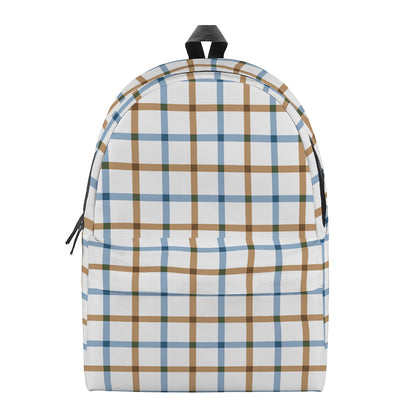 Blue And Brown Tattersall Pattern Print Backpack