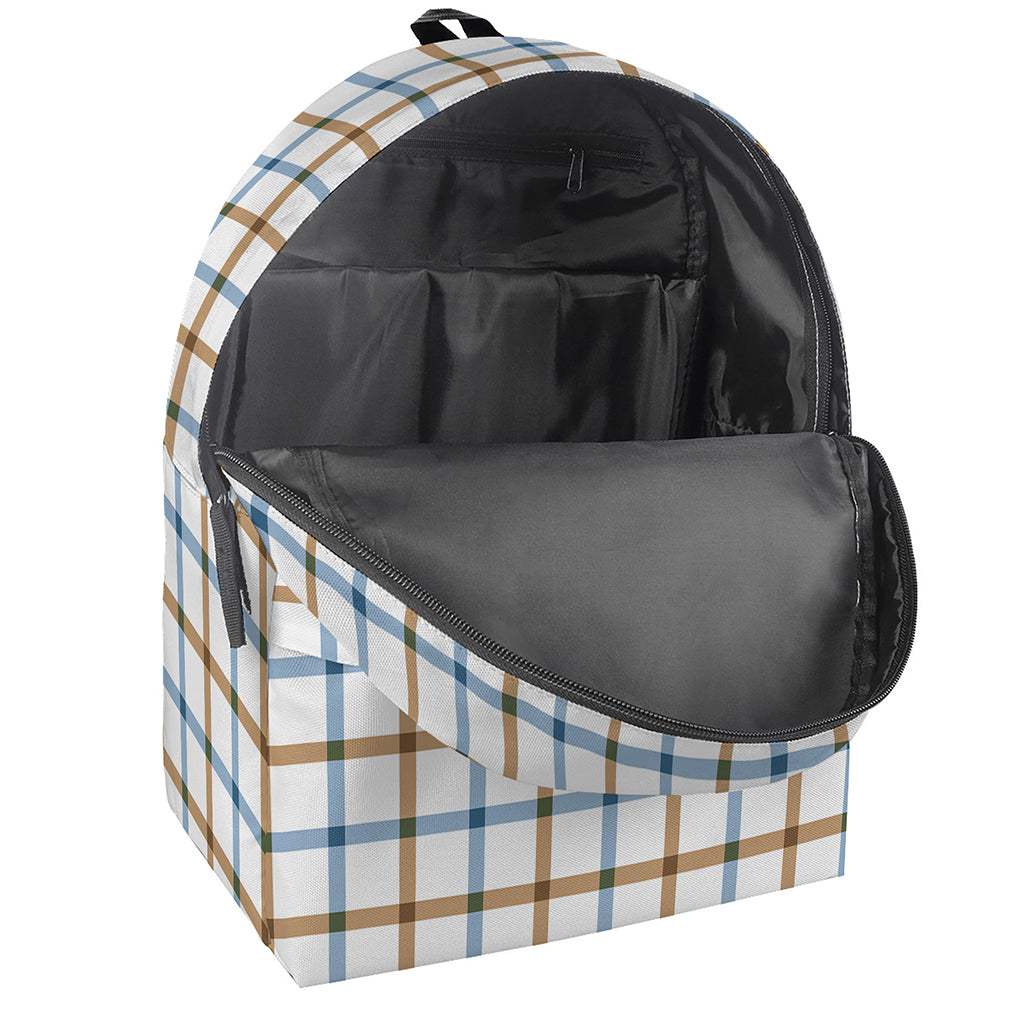 Blue And Brown Tattersall Pattern Print Backpack