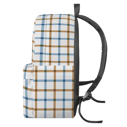 Blue And Brown Tattersall Pattern Print Backpack
