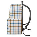 Blue And Brown Tattersall Pattern Print Backpack