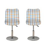 Blue And Brown Tattersall Pattern Print Bar Stool Covers