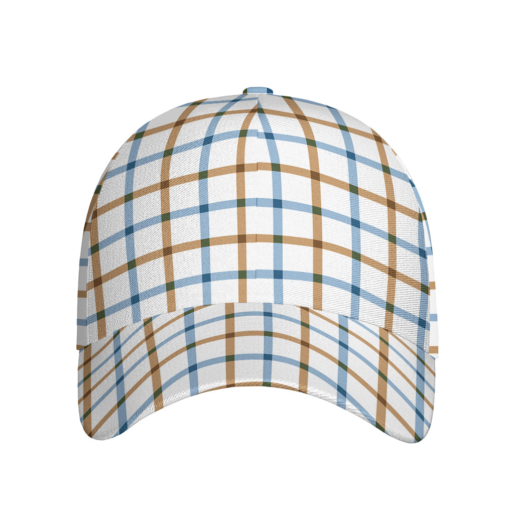 Blue And Brown Tattersall Pattern Print Baseball Cap