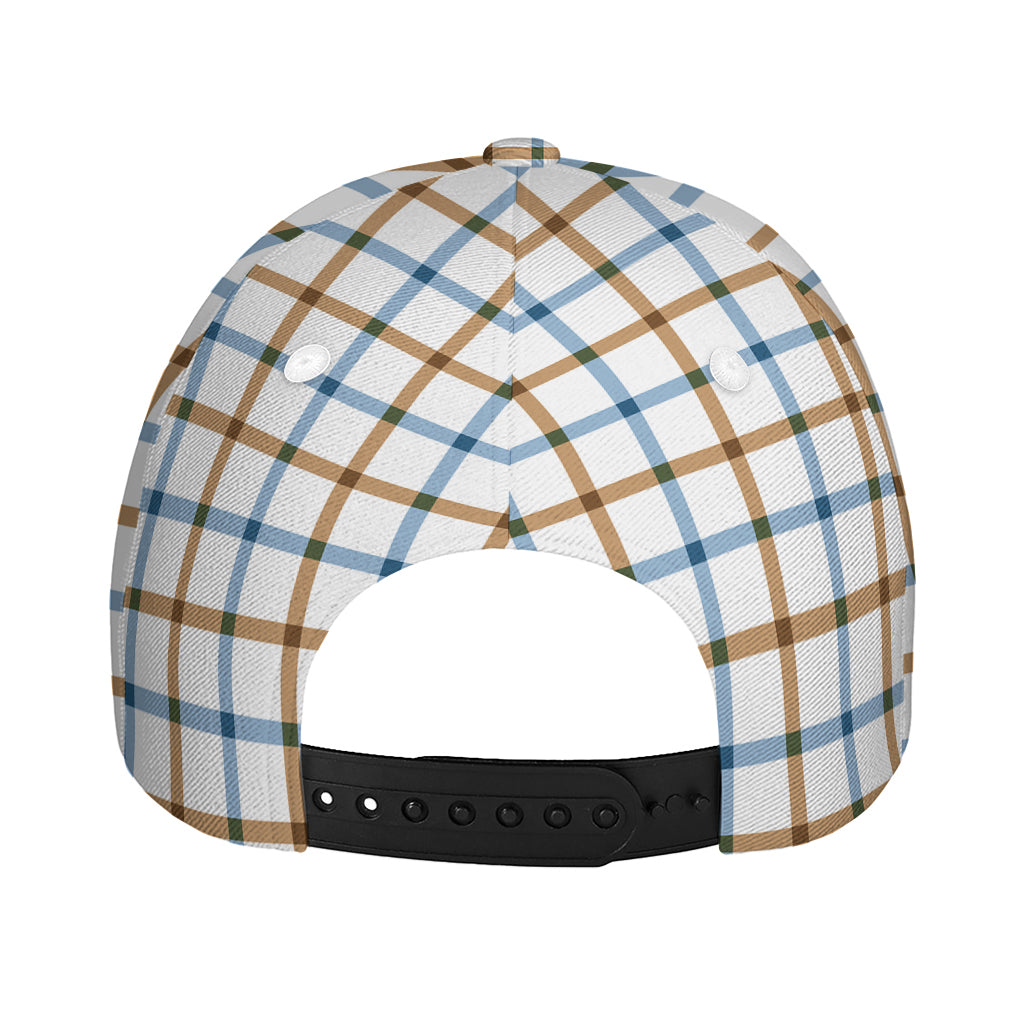 Blue And Brown Tattersall Pattern Print Baseball Cap