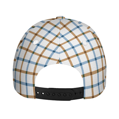Blue And Brown Tattersall Pattern Print Baseball Cap