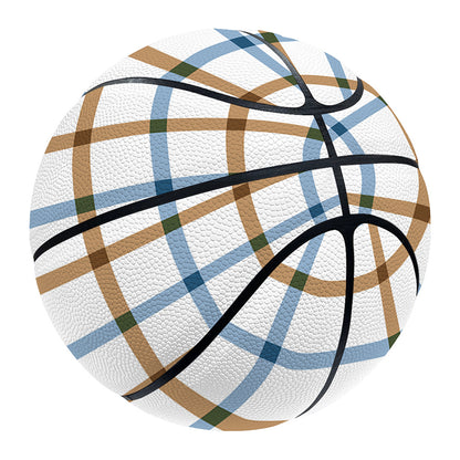 Blue And Brown Tattersall Pattern Print Basketball