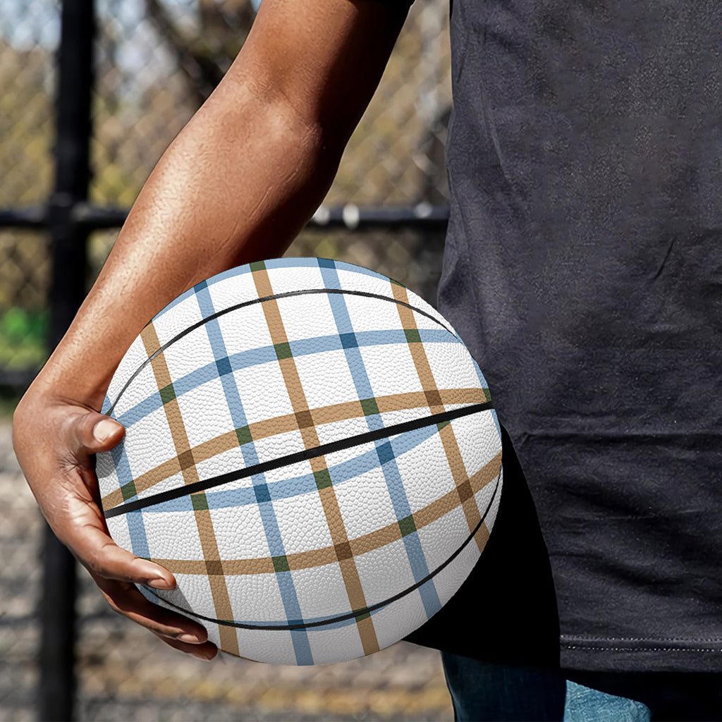 Blue And Brown Tattersall Pattern Print Basketball