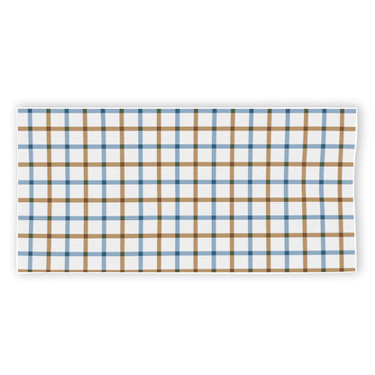 Blue And Brown Tattersall Pattern Print Beach Towel