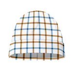 Blue And Brown Tattersall Pattern Print Beanie