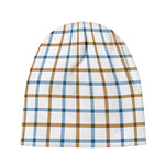 Blue And Brown Tattersall Pattern Print Beanie