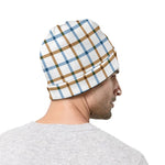 Blue And Brown Tattersall Pattern Print Beanie