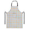 Blue And Brown Tattersall Pattern Print Bib Apron With Pocket