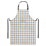 Blue And Brown Tattersall Pattern Print Bib Apron With Pocket